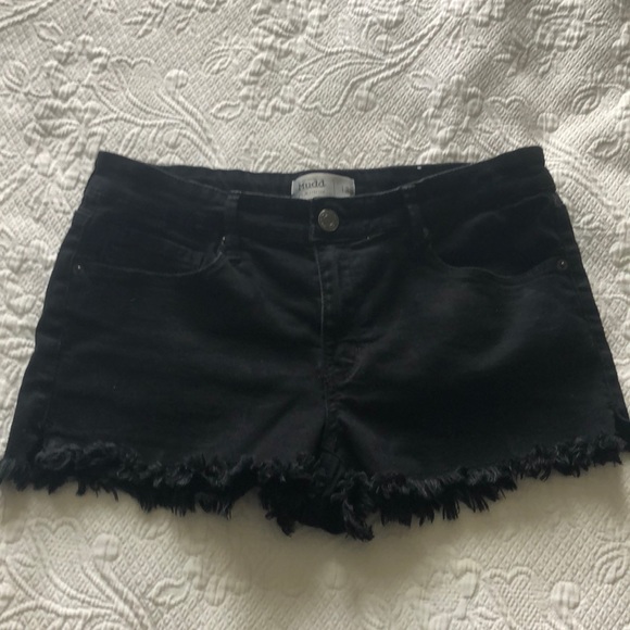 Mudd Black Denim Fix Stretch Shorties - Picture 1 of 3